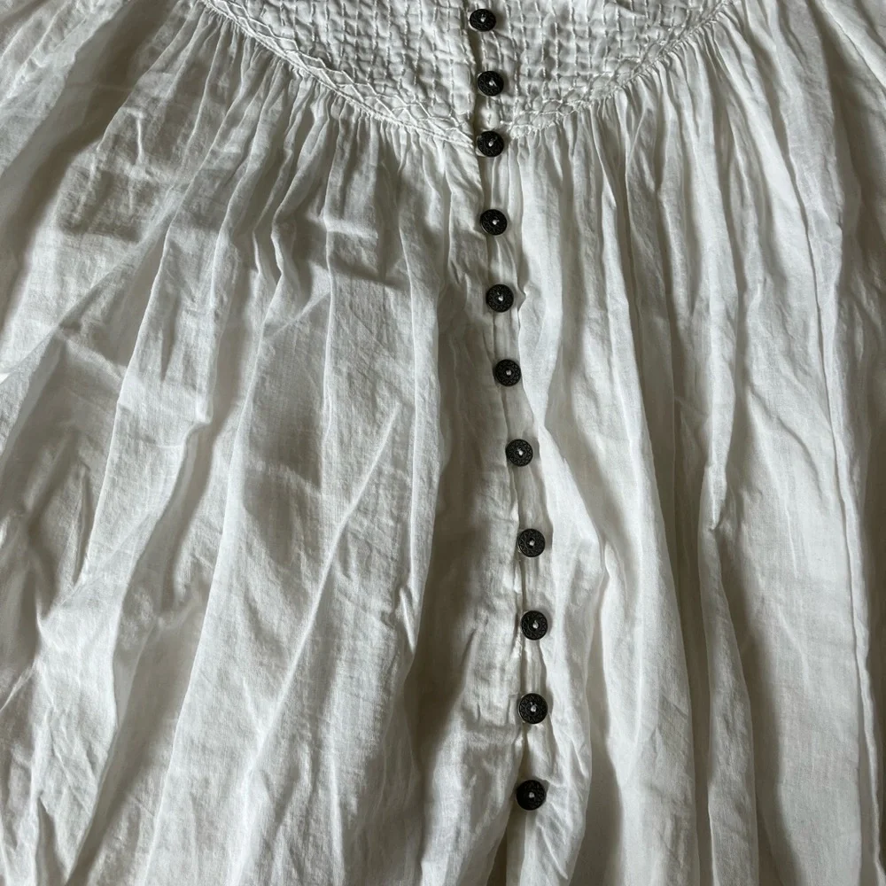 We the free peasant Cotton Button front Embroidered yoke‎ Loose Blouse